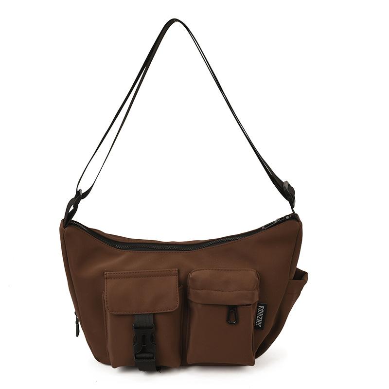 Korean version of Harajuku casual and lightweight tote bag trendy versatile waterproof leather film cloth shoulder bag women's simple messenger bag