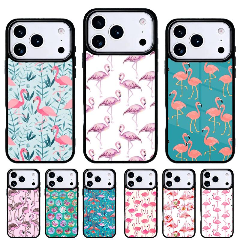 Мягкий чехол для телефона с фламинго для iPhone 17 16 15 14 13 Pro Max Задняя крышка для 12 11 Pro Coque
