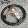 Spceddy For Steering Wheel 14inch 350mm Perforated Leather Concave Car Sports Steering Wheel