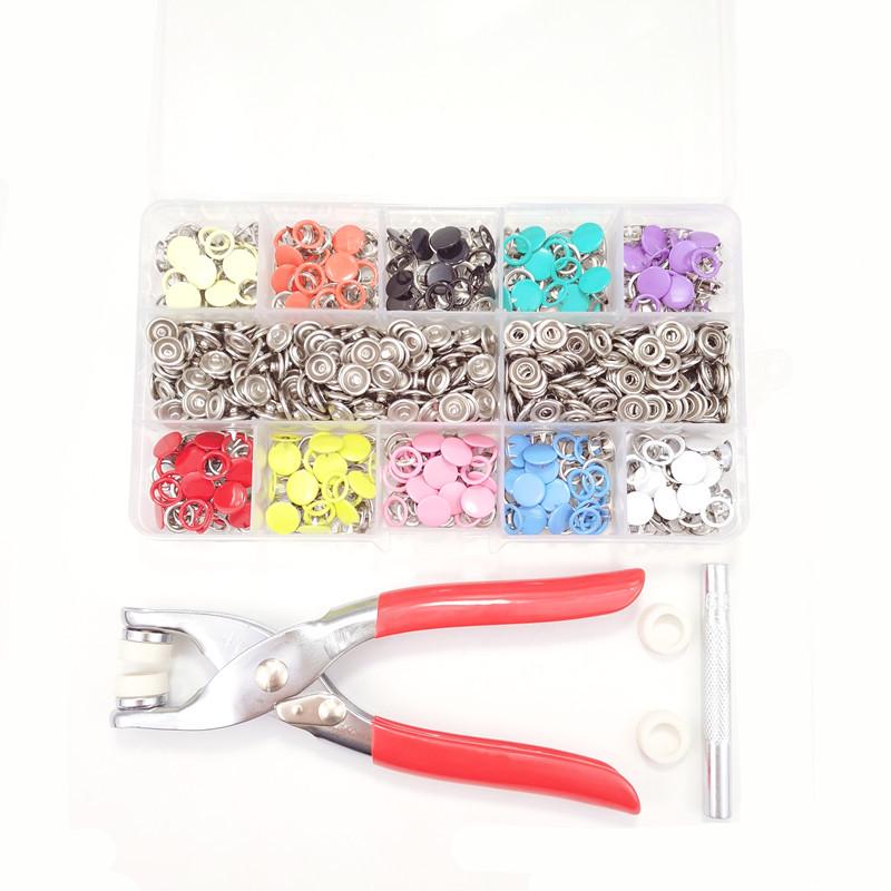 Five-Prong Metal Snap Set: No-Sew Solid Color Button Fasteners