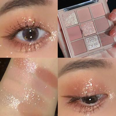 9 цветов, матовые блестящие тени для век, палитра теней для век, пигмент с бриллиантами, нюдовый блестящий макияж, блестящие тени для глаз, косметика для создания красоты