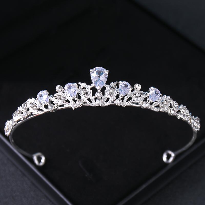 Fashion Zircon Bridal Tiara Headpiece Silver Color Crystal Wedding Crown Hair Accessories Women Birthday Party Rhinestone Crowns