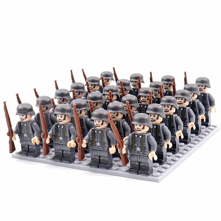 24PCS/SET World War II Military Soldiers Rifle Weapons Gun Figures Parts Blocks Assembly DIY Model Building Kits Toys
