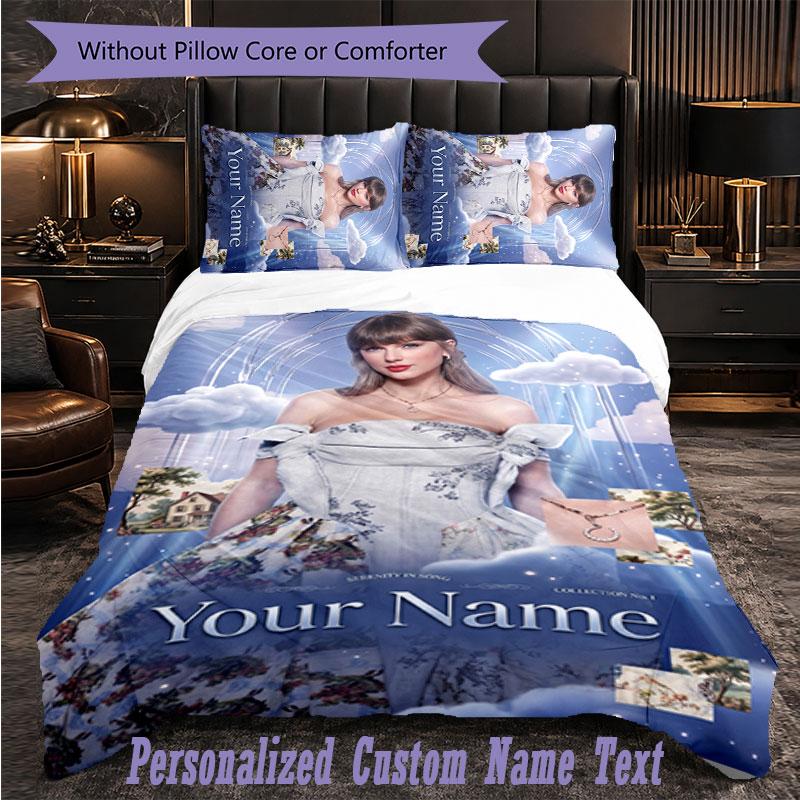 Personalized 3Pcs Bedding SetTaylor Swift Custom Text Duvet Cover Pillowcase Set Bedroom Gift