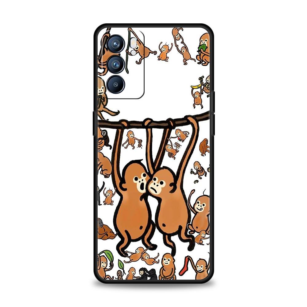 Чехол для телефона с обезьяной и бананом для Oppo A17 A31 A54 A57 A78 A79 A98 Find X5 X6 Reno 6 7 8 10 11 12 13 F Pro 5G Мягкий ТПУ Чехол Сумки