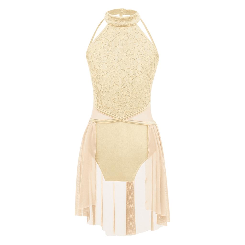 Детское гимнастическое танцевальное платье без рукавов для девочек, купальник в стиле пэчворк с неровным подолом, танцевальная одежда, костюм