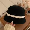 Autumn Winter French Bow Bucket Hat Women Sweet Felt Hat With Folded Shape