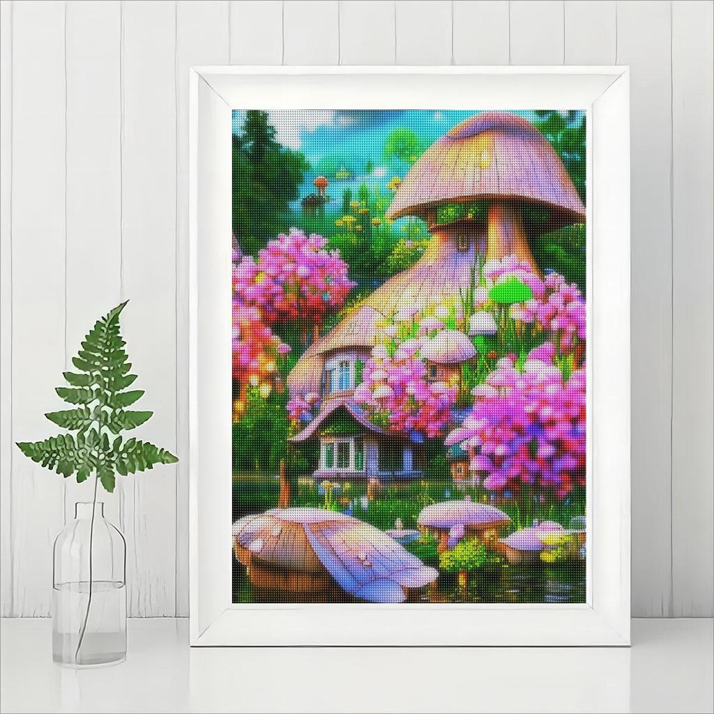 Diy Алмазная картина Цветочный дом Вышивка крестиком Мозаика Пейзаж Картина Стразы Настенный декор 30x40 см/12x16 дюймов