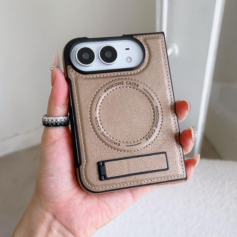 For iPhone Duo Case Magnetic Kickstand Leather Cover Shockproof Protective Shell