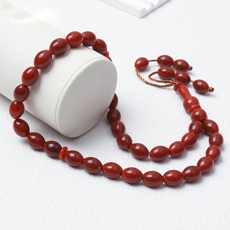 Исламский тасбих из 33 бусин, Розарий для молитвы, Бусины 9x12 мм, Ручная нить Хуэй из Ближнего Востока