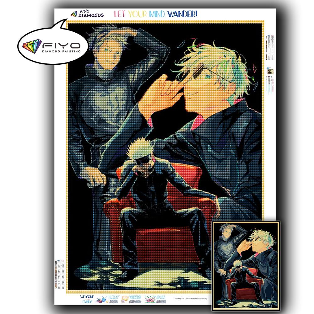 5D DIY Алмазная вышивка Аниме Дзюдзюцу Кайсен Картина Стразы Алмазная живопись Бумага Винтаж Плакат Алмазная мозаика Рукоделие Домашний декор