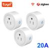 Умная вилка Zigbee 20a Us, мини-розетка, беспроводная розетка с монитором энергопотребления, совместимая с Alexa Google Home Tuya Hub