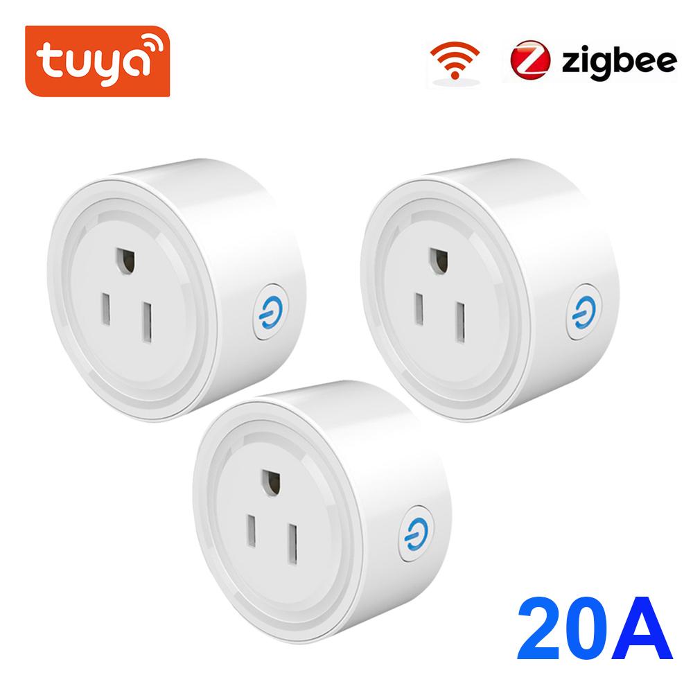Умная вилка Zigbee 20a Us, мини-розетка, беспроводная розетка с монитором энергопотребления, совместимая с Alexa Google Home Tuya Hub