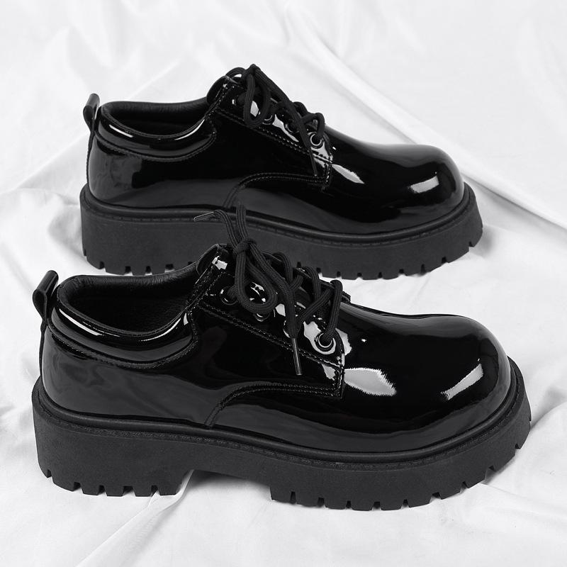 Модные мужские лаковые туфли дерби из лакированной кожи, ботинки с круглым носком в британском стиле, удобная формальная/повседневная офисная обувь для широкой стопы