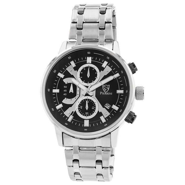 Montre - Pierrini - Chronographe - Acier inoxydable argenté - Boîtier 44 mm