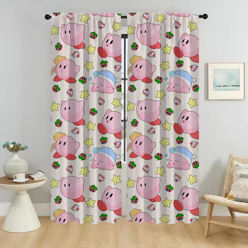 Kirbys Shades Curtains for Bedroom Halloween Decoration Window Curtain for Room 2 Panel Partition Living Kitchen Blackout Camera