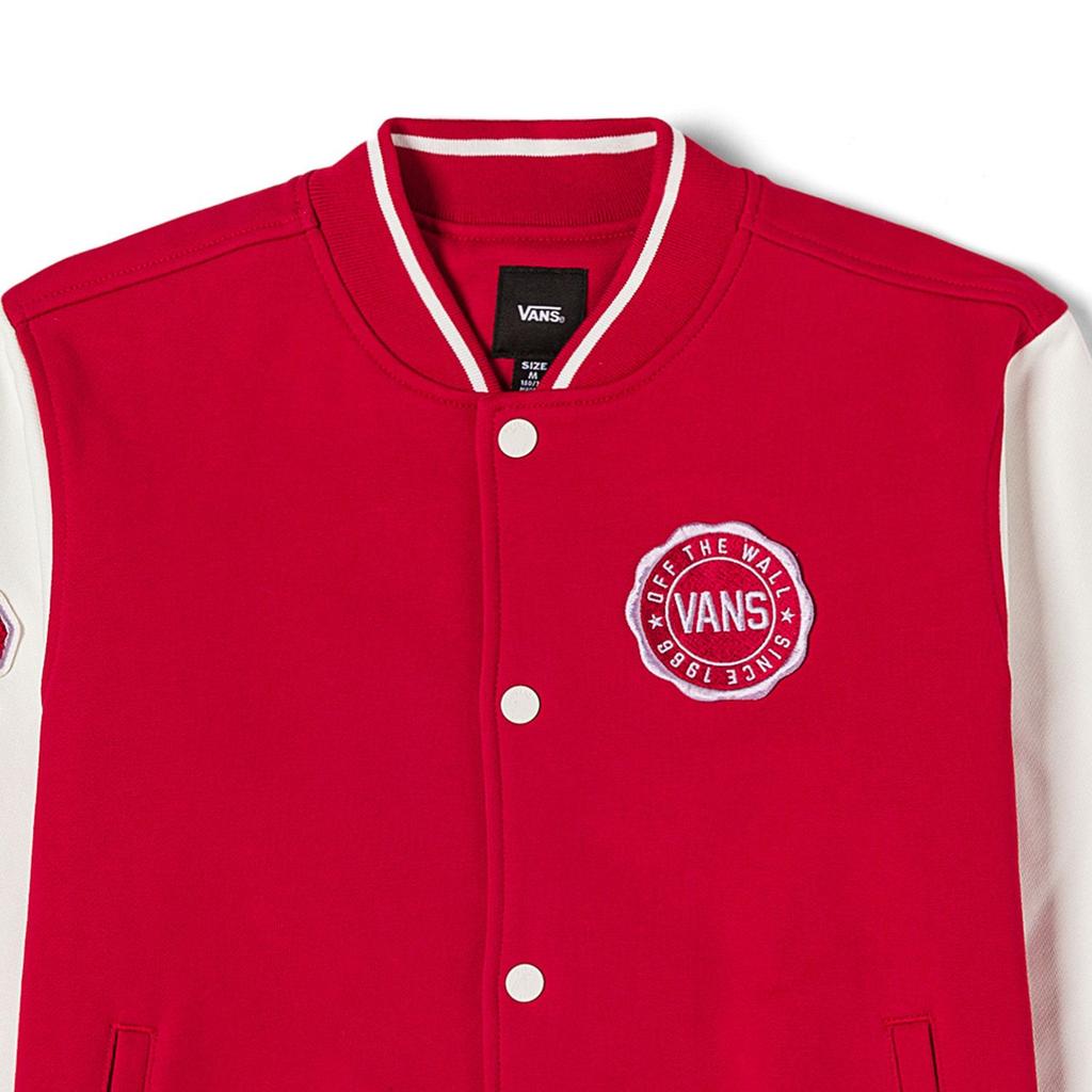 Vans Baseball Jacket Logo Single Button Loose Kids Jackets Red VN000JZG14A