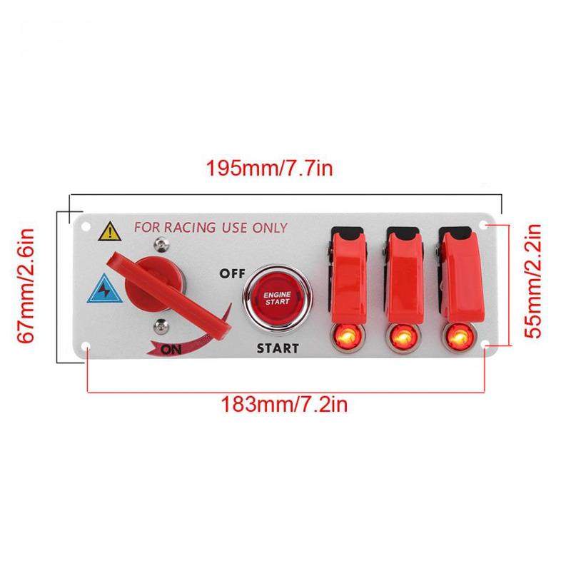 12V Auto LED Racing Car Ignition Engine Start On/Off Push Toggle Switch Panel