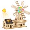 3D Wooden Solar Windmill House DIY Building Educational Science Craft Kit for Kids and Adults Ages Creative Handmade Model Building Independent