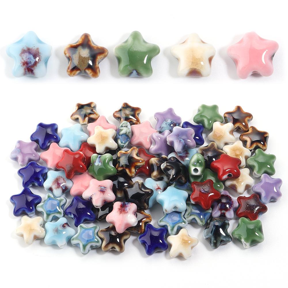 5pcs/lot Colorful Star Beads Ceramic Beads For Making Jewelry Porcelain Spacer Beads Bracelet Necklace Charms DIY Accessories