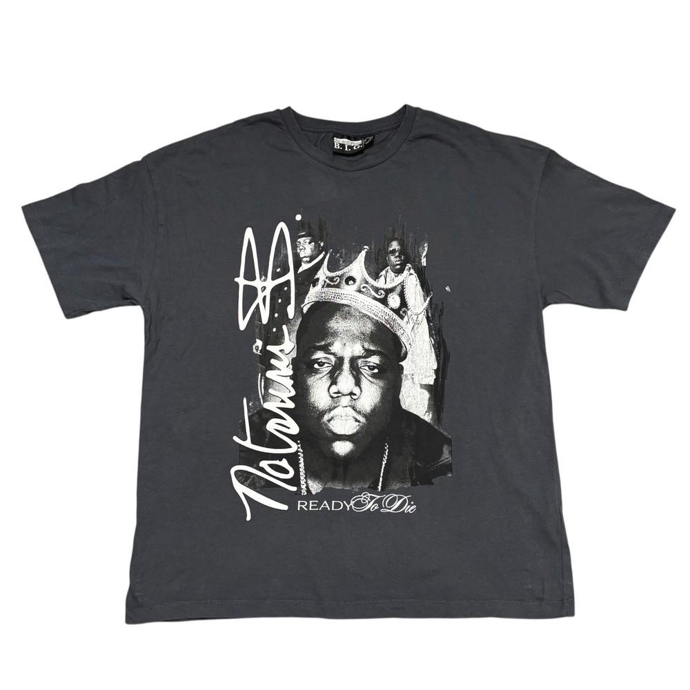 Notorious B.I.G. Футболка XL Серая Короткий рукав Круглый вырез Хип-Хоп Рэп Футболка Музыкальный Мерч Унисекс Футболка