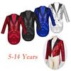 Kids Boys Halloween Circus Ringmaster Sequin Tailcoat Magic Show Blazer Jacket