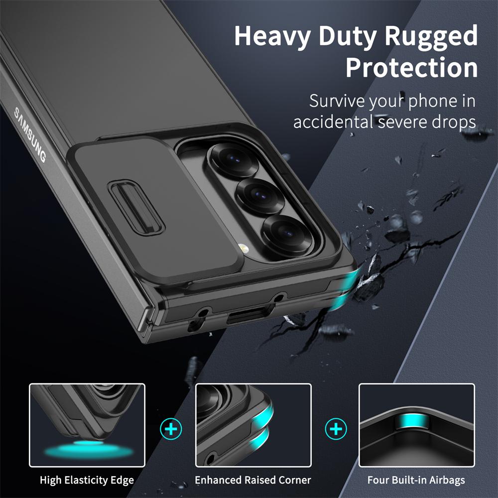 Прочный противоударный магнитный чехол для телефона Samsung Z Fold 7 6 5 4 Funda для Samsung Z Flip 7 6 5 Защитный чехол-броня со шторкой для камеры