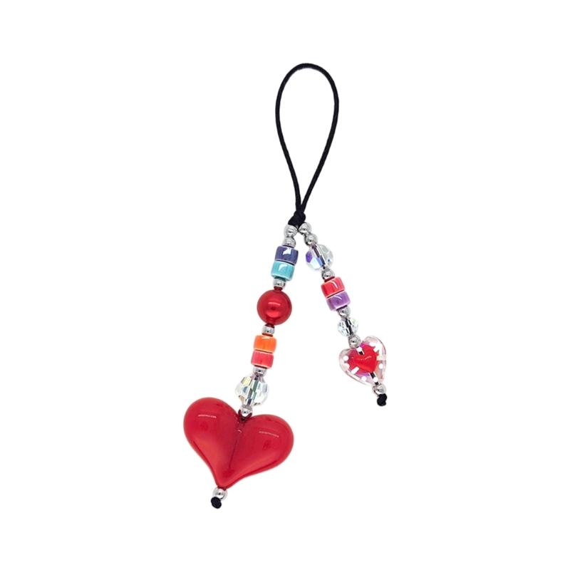 Fashion Heart Bead Keychain Resin Beads Phone Strap Resin Texture for a Modern Look Suitable for Projects and Gifts