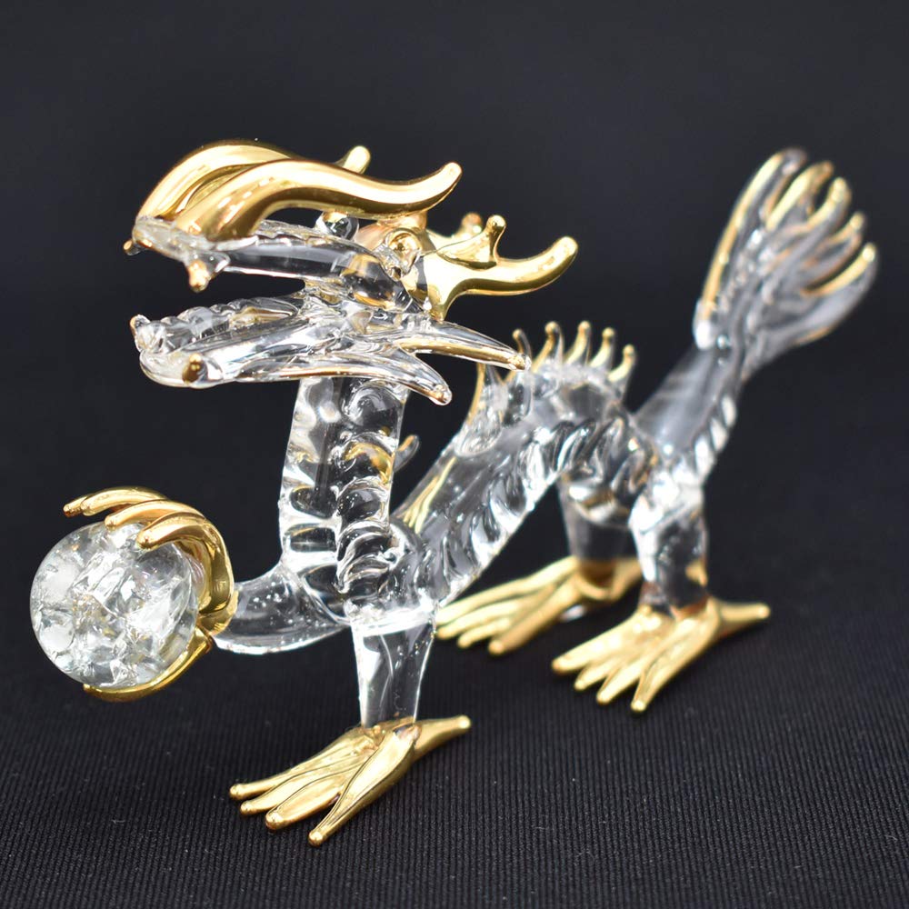 Fourcart Ручная работа Стекло Фэн-шуй Очищение Дракон с Набором Шаров x, 4-дюймовый 3-компонентный