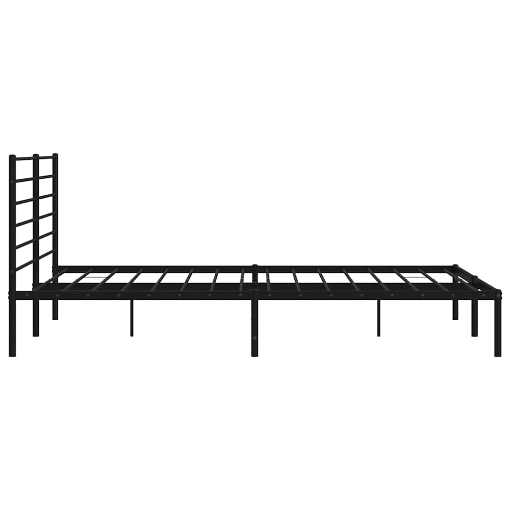 Metal Bed Frame with Headboard Black 200 x 200 cm