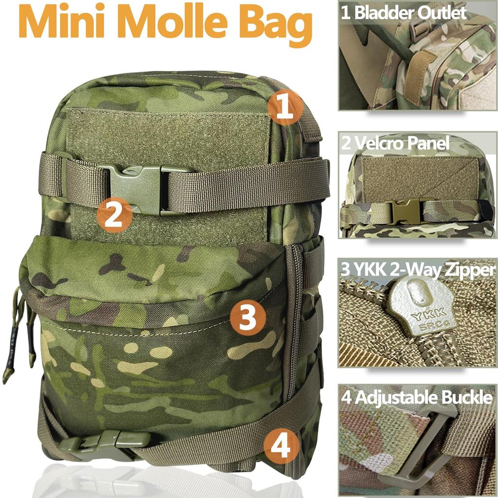 Backpack Tactical Pouch Hydration Pack Military 500D Nylon Molle Pouch Large Capacity Back Water Bag Climbing Travel Airsoft Survival Game