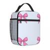 Bestselling Pink Bow - Blue Background Minimalist Kids Lunch Bag Student Bento Outdoor Lunch Bag