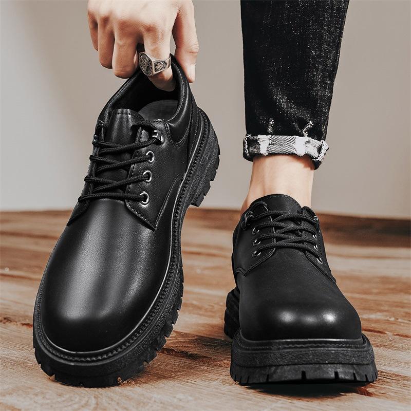 Мужская обувь осенняя британская мужская повседневная кожаная обувь рабочая нескользящая износостойкая инструментальная рабочая страховка спортивные низкие ботинки Martin