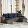 6 Piece Garden Sofa Set with Cushions Gray Poly Rattan