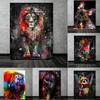 Colorful Graffiti Depicting a Lion, Abstract Canvas Painting, Animals, Wall Art Posters and Decorative Prints for Home Design, Cuadros