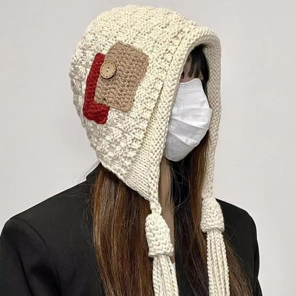 Harajuku Designed Crochet Lei Feng Hat Keep Warm Pullover Hat Sweet Ear Protection Hat Ladies