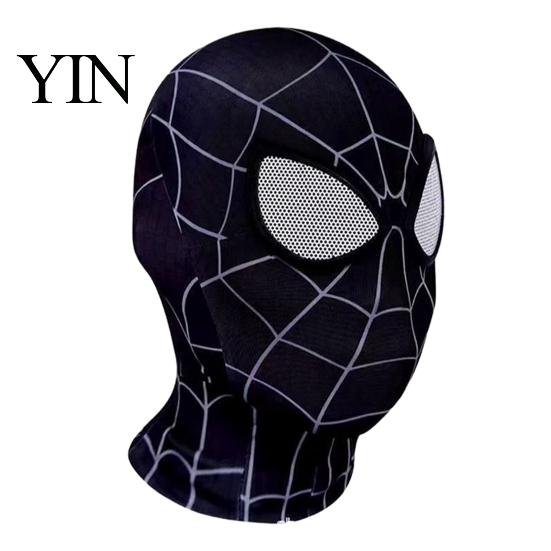 Superhero Role Play Mask Spider Balaclava Mask, Full Face Cosplay Headpiece for Adults Kids, Realistic Movie Web Hood Breathable Costume with