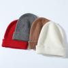 Pure Cashmere Autumn and Winter New Men's and Women's Solid Color Ingot Needle Cuffed Simple Warm Knitted Baotou Hat