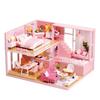Wooden Mini Doll House DIY Handmade Duplex Apartment Production 3D Puzzle Assembly Building Duplex Apartment Craft Toys Gifts