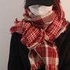 Women's Red Plaid Scarf Korean Style for Winter Warmth Ideal for Christmas Couples Gift
