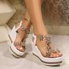 Fashion Summer Women Sandals Crystal Flower Chunky Platform Sandals Women Thick Bottom Wedge Shoes Woman Plus Size Sandalias De Mujer