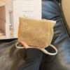 Hollow Out Raffia Bag Pu Leather Weave Straw Crossbody Bag Casual   Girls
