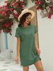 Women's Crew Neck Short Sleeve T Shirt Dress Solid Mini Dress with Pocket