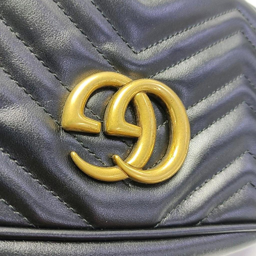 [Pre-Owned] Gucci GG Marmont Small Matelassé Shoulder Bag 'Black' - Excellent #Y6ZMAW