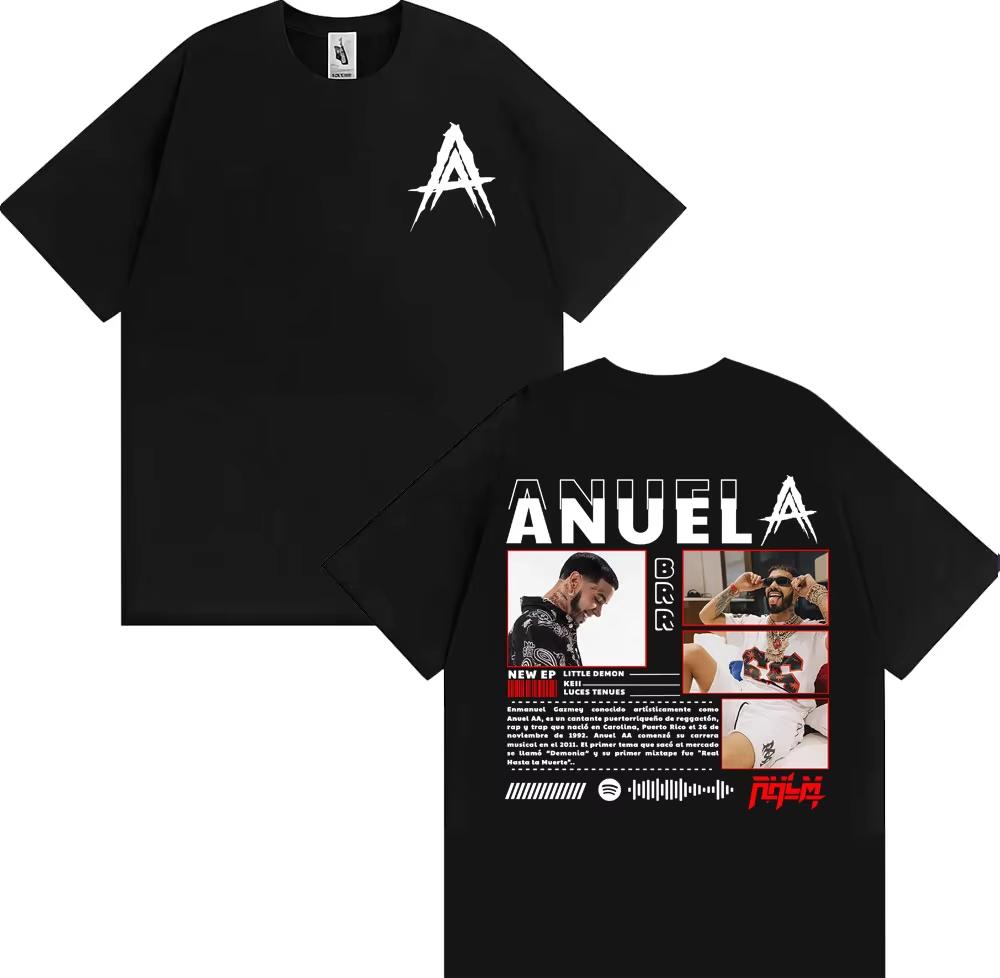 Rapper Anuel AA Rhlm 2 Album Tour Tshirts 2026 Spring summer Fashion Hip Hop Luxury Casual Vintage Short Sleeve Top Unisex