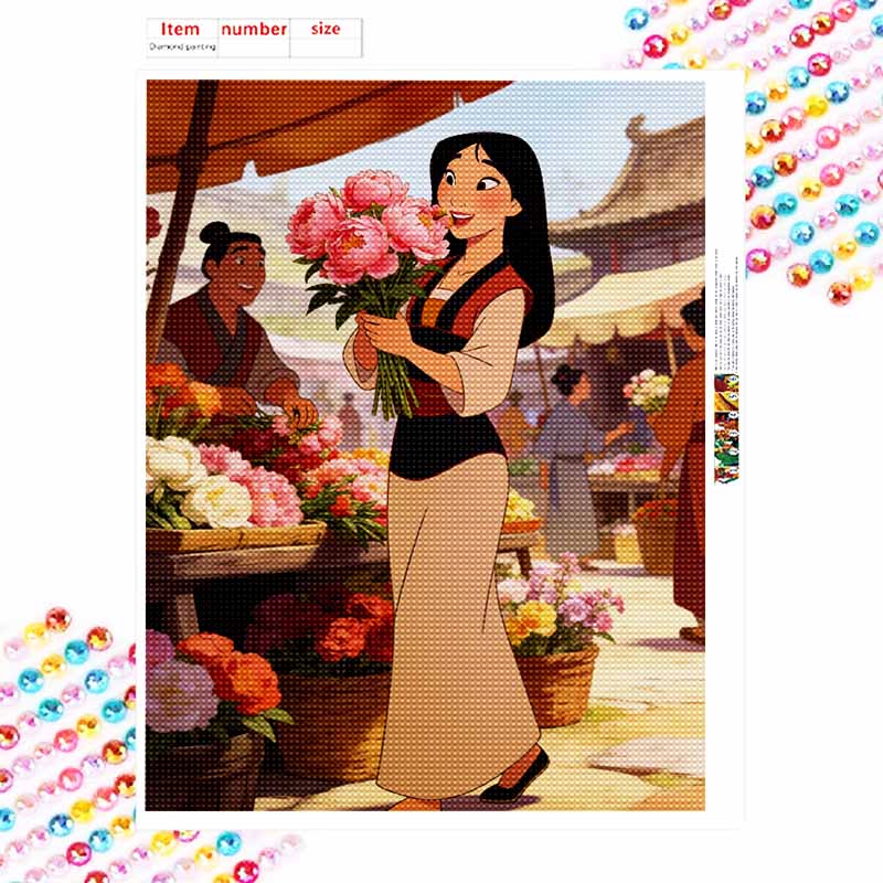 Disney Mulan Flower Market Diamond Paint Painting Art Kit Handmade DIY5D Home Decor Gift