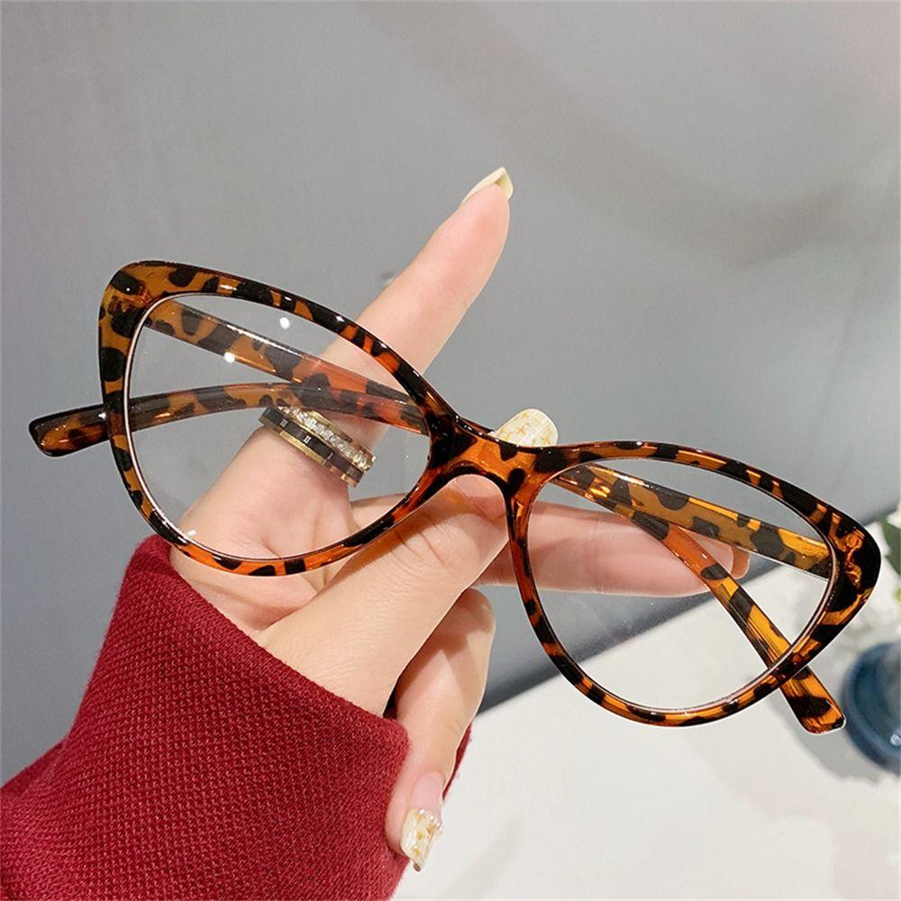 Trending Women Anti Blue Rays Glasses Retro Cat Eye Leopard Print Transparent Frame Vision Care Computer Goggles Eyeglasses