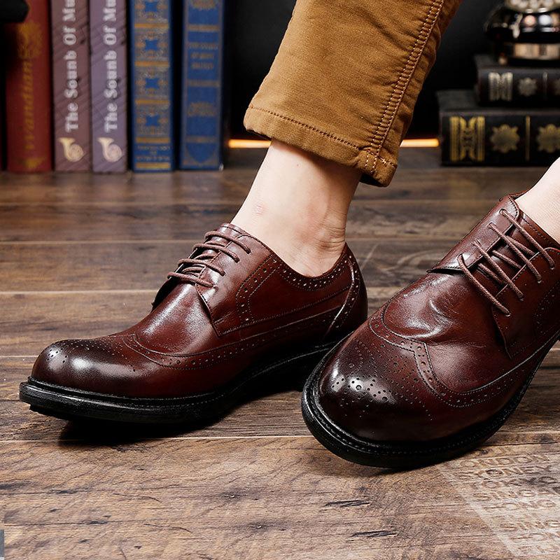 Британские ретро туфли Дерби из коровьей кожи свадебные туфли Tide Brock гравированные деловые повседневные кожаные туфли мужские туфли большого размера Tide