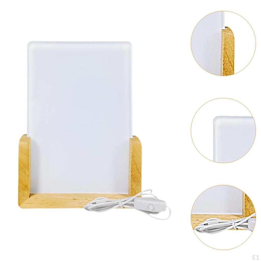 Sublimation Night Lights Blank LED Wood Lamp Base Table Acrylic Rack Photo Frame Panel for