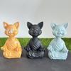 Скульптура кошки для медитации, украшения для дома, черная смоляная йога, сидящая кошка дзен, черный будда, украшение для сада на открытом воздухе